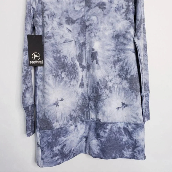 90 Degree By Reflex Shawl Collar Open Front Cardigan Sz Medium Tie Dye Blue/Gray - Picture 5 of 12